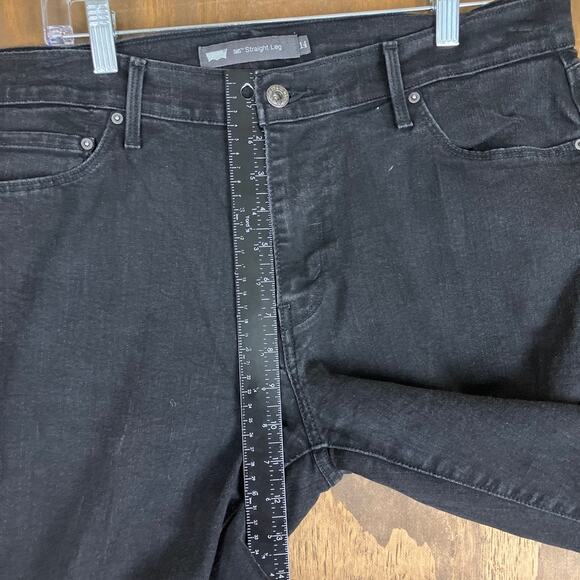 Levis 505 Womens Jeans Black Denim High Rise Straight Leg Stretch 14 - Picture 7 of 11